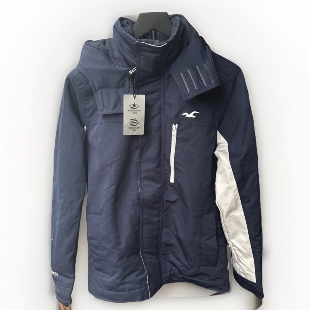 NWT Hollister Men’s XS All Weather Collection Jacket Navy Wind & Water Resistant